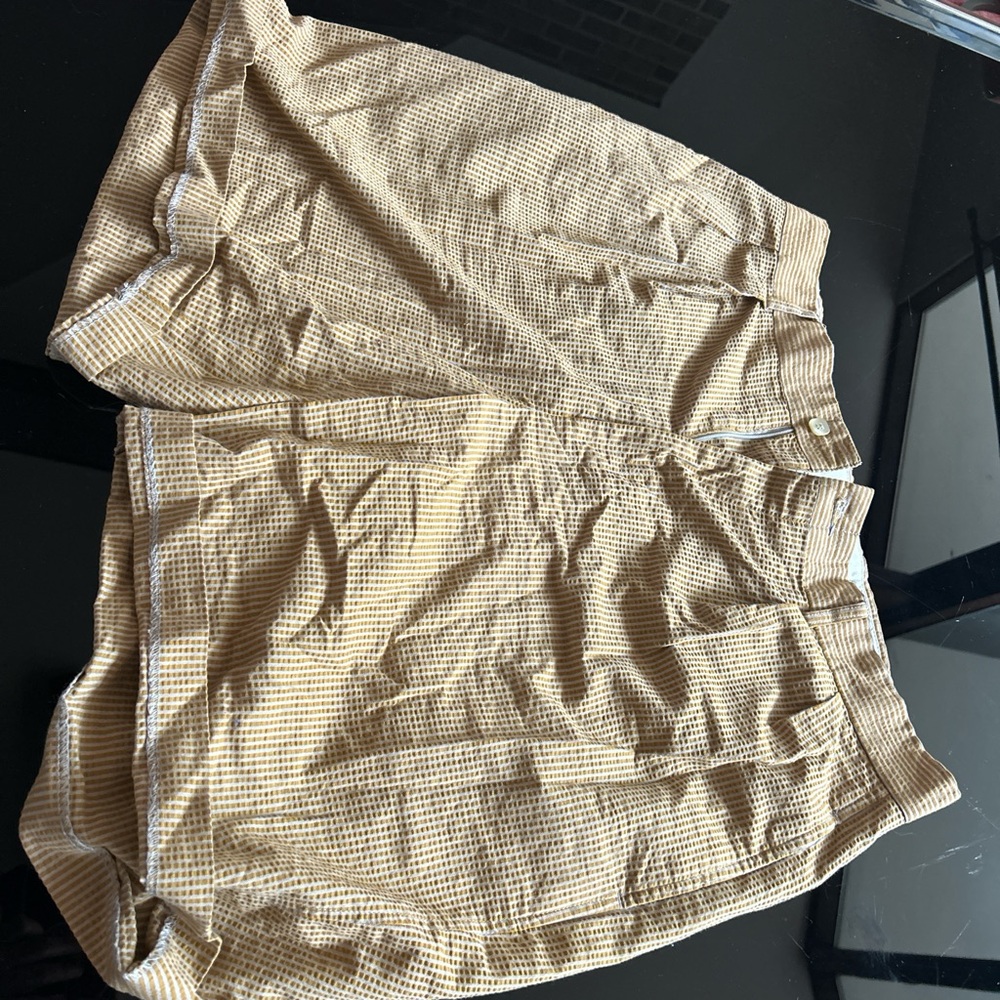 Striped yellow/tan and white shorts